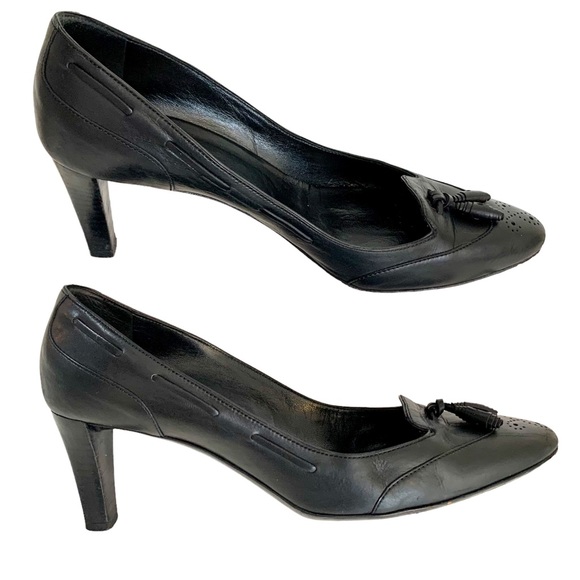 BALENCIAGA Pumps Heels Shoes with Tassels. Leather Black - Picture 1 of 15